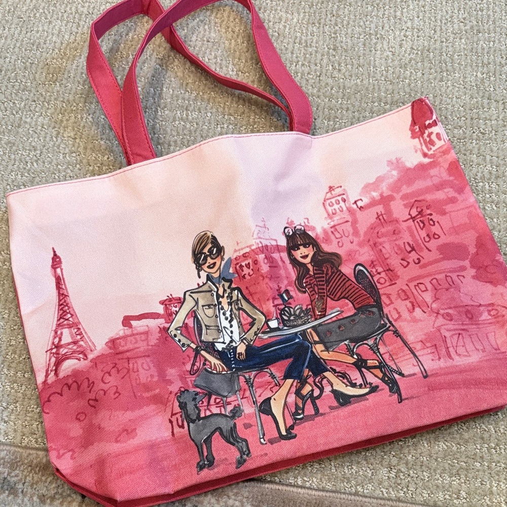Pink Illustrated Paris Chic Tote Bag